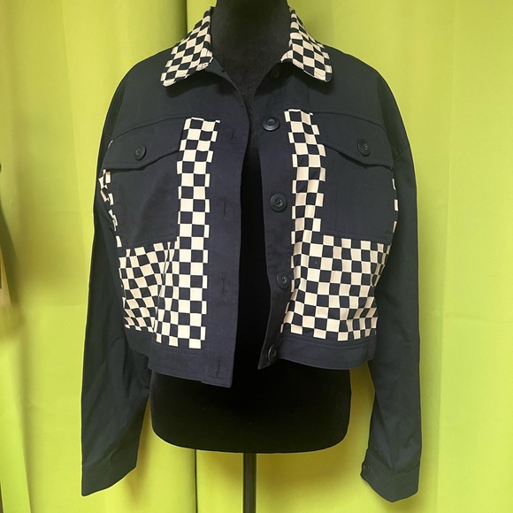 Beach Riot Desert Trucker Checkered Crop Jacket - Picture 2 of 6